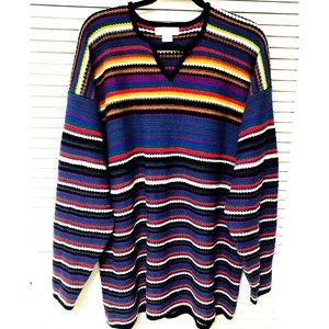 Vintage CATTIVO Sweater Mens L XL Y2K Pullover Hong Kong Cosby Striped Rainbow‎